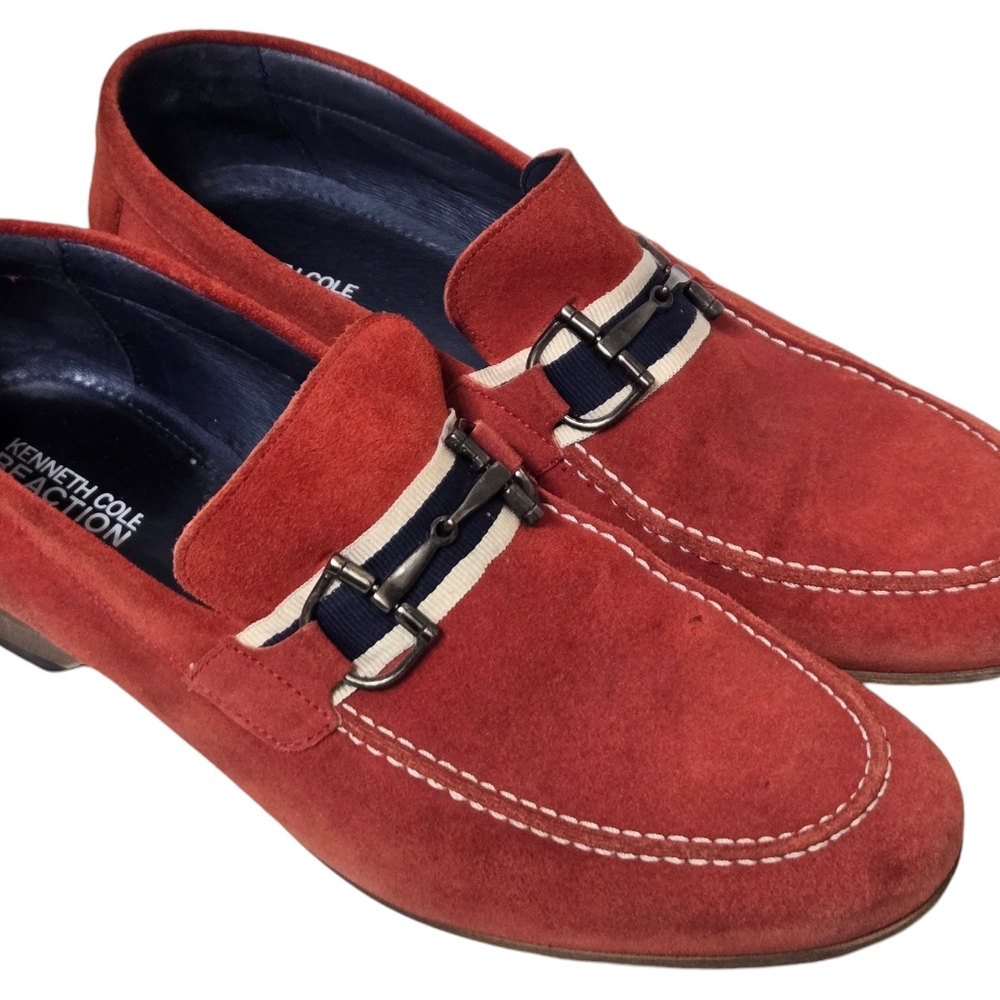 KENNETH COLE REACTION Mens Orange Slip On Loafers Size 11.5M RARE